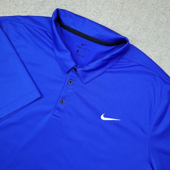 Nike Dri Fit Golf Polo Shirt Mens 3XL Blue Solid Short Sleeve Performance - Picture 1 of 11